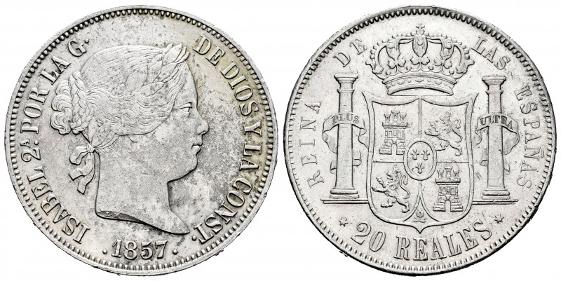 Elizabeth II (1833-1868). 20 reales. 1857. Madrid. (Cal-614). Ag. 25,84 g. Surfa...