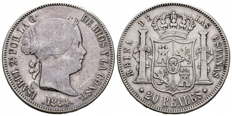 Elizabeth II (1833-1868). 20 reales. 1864. Madrid. (Cal-622). Ag. 25,79 g. It wa...