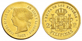 Elizabeth II (1833-1868). 2 pesos. 1861. Manila. (Cal-838). Au. 3,40 g. Cleaned. VF/VF. Est...170,00. 


 SPANISH DESCRIPTION: Isabel II (1833-1868...