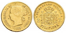 Elizabeth II (1833-1868). 2 pesos. 1868. Manila. (Cal-850). Au. 3,29 g. Minor nicks. Almost VF. Est...160,00. 


 SPANISH DESCRIPTION: Isabel II (1...