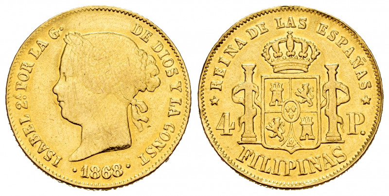 Elizabeth II (1833-1868). 4 pesos. 1868. Manila. (Cal-865). Au. 6,65 g. It was i...