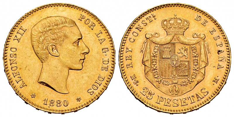Alfonso XII (1874-1885). 25 pesetas. 1880*18-80. Madrid. MSM. (Cal-79). Au. 8,10...