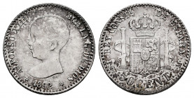Alfonso XIII (1886-1931). 50 centimos. 1892*2-2. Madrid. PGM. (Cal-38). Ag. 2,49 g. Almost XF. Est...50,00. 


 SPANISH DESCRIPTION: Alfonso XIII (...
