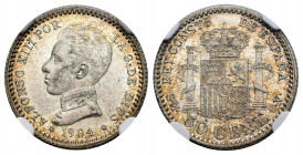 Alfonso XIII (1886-1931). 50 centimos. 1904*0-4. Madrid. SMV. (Cal-46). Ag. Slabbed by NGC as MS 64. NGC-MS. Est...70,00. 


 SPANISH DESCRIPTION: ...