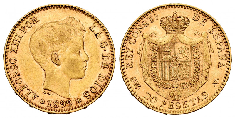 Alfonso XIII (1886-1931). 20 pesetas. 1899*18-99. Madrid. SMV. (Cal-116). Au. 6,...