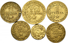 Civil War (1936-1939). Lot of 6 Menorca coins. Civil war 1937, different values. Ae. VF/XF. Est...100,00. 


 SPANISH DESCRIPTION: Guerra Civil (19...