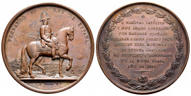 Ferdinand VII (1808-1833). Medal. 1829. Cádiz Puerto Franco. (Vq-14291). Ae. 27,93 g. The King on horseback with the city in the background, illuminat...