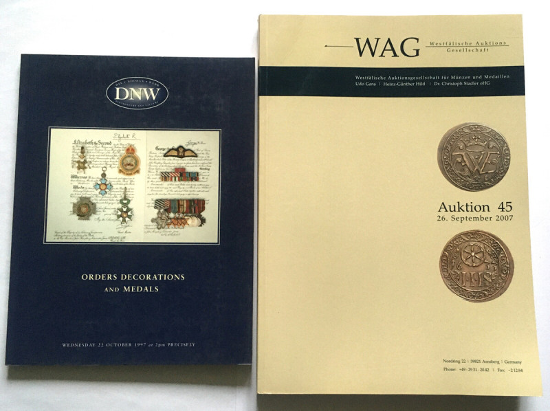 Katalogi aukcyjne 2 szt., WAG 45/2007 r, DNW Orders Decorations and Medals 1997 ...