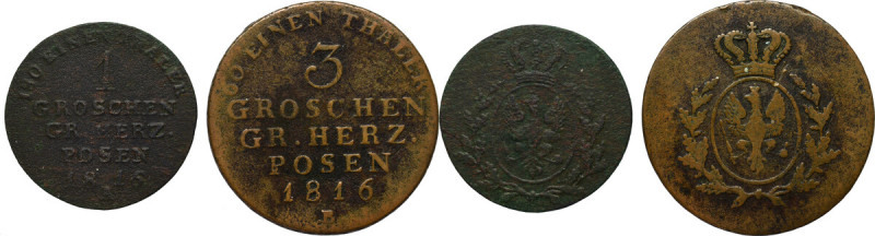 Germany, Grand Duchy of Posen, Lot of Groschen and 3 groschen 1816 Obiegowe egze...