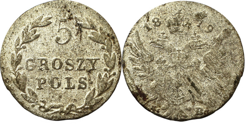 Kingdom of Poland, Alexander I, 5 groschen 1819 IB Ładny egzemplarz 5-groszówki ...