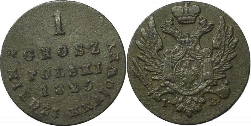 Kingdom of Poland, Nicholas I, 1 groschen 1825 Ładny, obiegowy egzemplarz. Patyn...