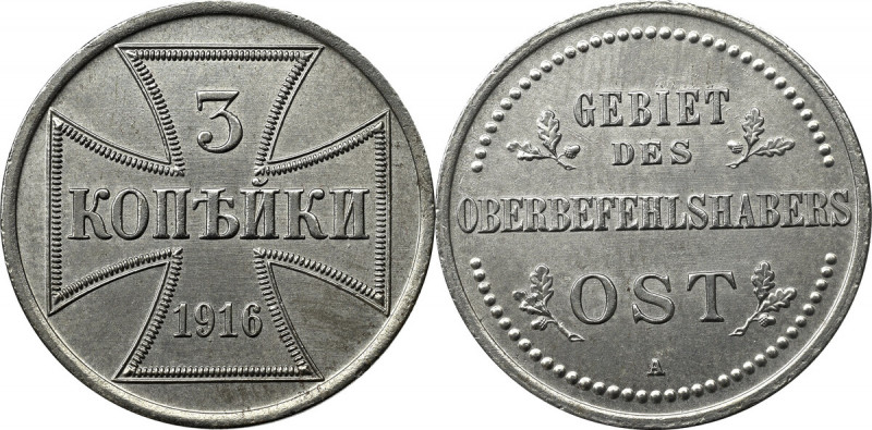 Ober-Ost, 3 kopecks 1916 A Doskonały menniczy egzemplarz. Reference: Parchimowic...