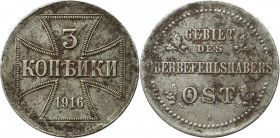 Ober-Ost, 3 kopecks 1916 A