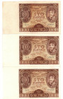 II Rzeczpospolita, 100 złotych 1934 - zestaw 3 egzemplarzy