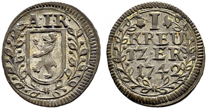 SCHWEIZ. APPENZELL INNERRHODEN. Kreuzer 1742, Appenzell. Spanischer Wappenschild...