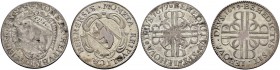 SCHWEIZ. BERN. Lot. Halbtaler 1679, Bern. Zwei Varianten der Wappenverzierungen (damasziert bzw. leer). D.T.1134a. HMZ 2-191a. Sehr schön / Very fine....