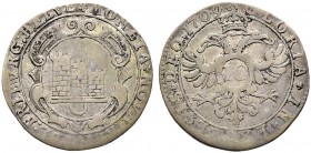 SCHWEIZ. FREIBURG / FRIBOURG. 10 Kreuzer 1709, Freiburg. Sehr seltene Vorderseitenvariante mit unterschiedlicher Wappeneinfassung, und die Umschrift e...