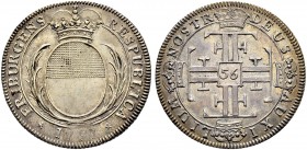SCHWEIZ. FREIBURG / FRIBOURG. Gulden zu 56 Kreuzern 1797, Freiburg. Schräg gerippter Rand. 10.44 g. MCV 68a. D.T. 647b. HMZ 2-271b. Hübsche Patina / A...