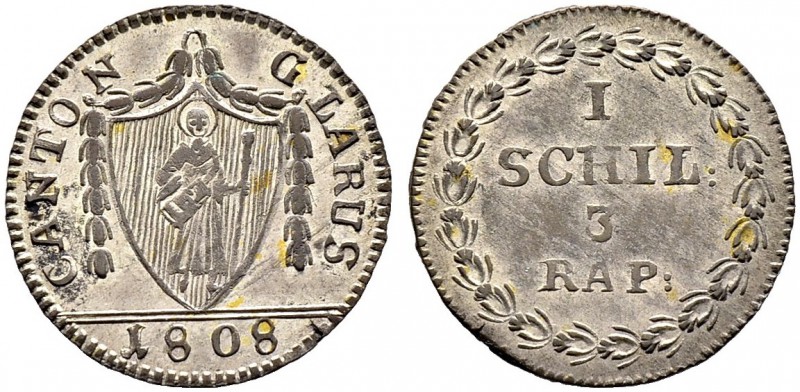 SCHWEIZ. GLARUS. Schilling 1808, Glarus. 1.03 g. Von Arx 15. D.T. 100a. HMZ 2-37...
