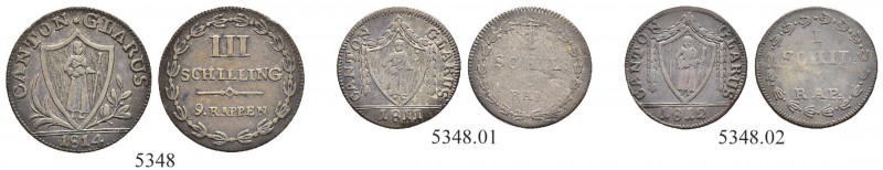 SCHWEIZ. GLARUS. Lot. Schilling 1811, Glarus. Schilling 1812. 3 Schilling 1812 &...