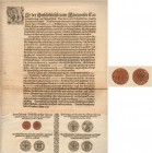 SCHWEIZ. GRAUBÜNDEN. Die Münzen des Bistums Chur. Johann V. Flugi von Aspermont, 1601-1627. Münzmandat. Publikation/Taxierung von Gold- und Silbermünz...