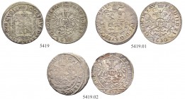 SCHWEIZ. GRAUBÜNDEN. Die Münzen des Bistums Chur. Joseph Mohr von Zernez, 1627-1635. Lot. 10 Kreuzer 1630, Chur. Je eine Variante ohne bzw. mit Mitra ...