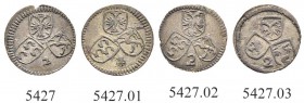 SCHWEIZ. GRAUBÜNDEN. Die Münzen des Bistums Chur. Johann VI. Flugi von Aspermont, 1636-1661. Lot. 2 Pfennig o. J., Chur. Familienwappen links (3) & 2 ...