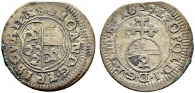 SCHWEIZ. GRAUBÜNDEN. Die Münzen des Bistums Chur. Johann VI. Flugi von Aspermont, 1636-1661. 2 Kreuzer 1659, Chur. 0.98 g. Tr. 198b. D.T. 1491. HMZ 2-...
