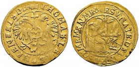 SCHWEIZ. GRAUBÜNDEN. Die Münzen der Herrschaft Haldenstein. Thomas I. von Schauenstein-Ehrenfels, 1609-1628. Goldgulden o. J., Haldenstein. Gekrönter ...