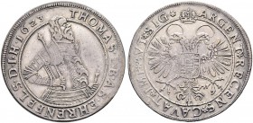 SCHWEIZ. GRAUBÜNDEN. Die Münzen der Herrschaft Haldenstein. Thomas I. von Schauenstein-Ehrenfels, 1609-1628. Taler 1623, Haldenstein. Hüftbild des Fre...