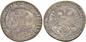 SCHWEIZ. GRAUBÜNDEN. Die Münzen der Herrschaft Haldenstein. Georg Philipp von Schauenstein, 1671-1695. 15 Kreuzer (Viertelgulden) 1690, Haldenstein. G...