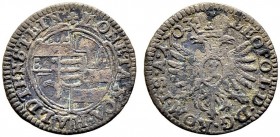 SCHWEIZ. GRAUBÜNDEN. Die Münzen der Herrschaft Haldenstein. Johann Lucius von Salis, 1701-1722. Kreuzer 1703, Haldenstein. Variante mit LEOPOLD. 0.57 ...