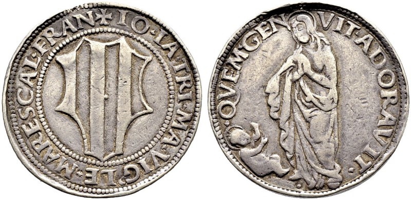 SCHWEIZ. GRAUBÜNDEN. Misox. Johann Jakob Trivulzio, 1487-1518. Testone o. J., Ro...