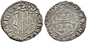 SCHWEIZ. GRAUBÜNDEN. Misox. Johann Jakob Trivulzio, 1487-1518. Soldino o. J., Roveredo. Eingebuchtetes Trivulziowappen. Rv. Grosses Blumenkreuz. 1.14 ...