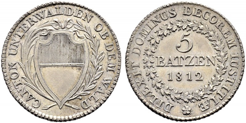 SCHWEIZ. OBWALDEN. 5 Batzen 1812, Solothurn. Schräg gestrichelter Rand. 4.76 g. ...