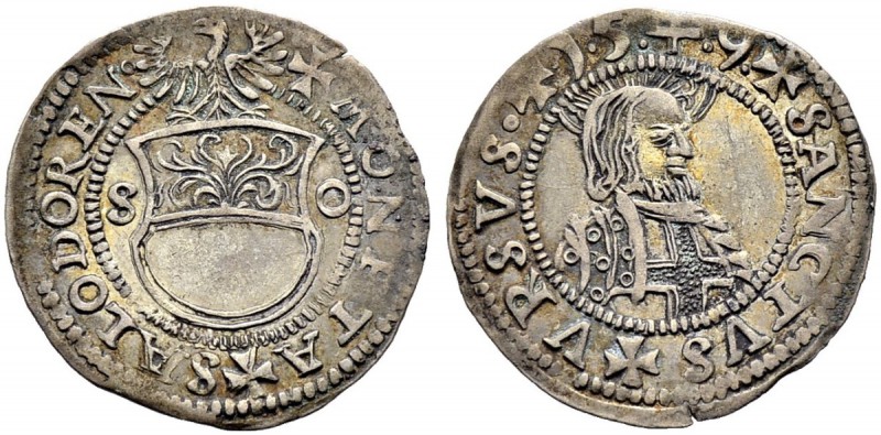 SCHWEIZ. SOLOTHURN. Halbbatzen 1549, Solothurn. Eingebuchtetes Wappen zwischen S...