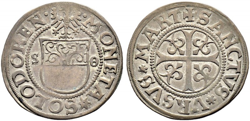 SCHWEIZ. SOLOTHURN. Batzen o. J., Solothurn. Spanisches Wappen zwischen gotische...