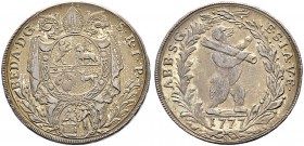 SCHWEIZ. ST. GALLEN. Die Münzen der Abtei St. Gallen. Beda Angehrn von Hagenwil, 1767-1796. Halbtaler 1777, Münzstätte des Klosters. Mzz. IH (ligiert)...