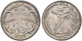 SCHWEIZ. ST. GALLEN. Die Münzen der Abtei St. Gallen. Beda Angehrn von Hagenwil, 1767-1796. Halbgulden (30 Kreuzer) 1796, Münzstätte des Klosters. Sch...
