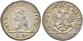 SCHWEIZ. ST. GALLEN. Die Münzen von Stadt und Kanton St. Gallen. Dicken 1633, St. Gallen. 8.35 g. TZN 79a. D.T. 1403b. HMZ 2-899g (dieses Expl. Abgebi...