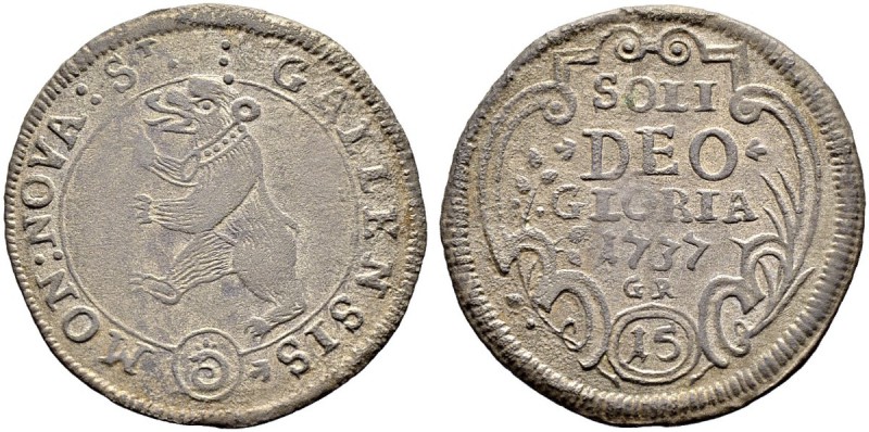 SCHWEIZ. ST. GALLEN. Die Münzen von Stadt und Kanton St. Gallen. 15 Kreuzer 1737...