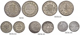 SCHWEIZ. ST. GALLEN. Die Münzen von Stadt und Kanton St. Gallen. Lot. Batzen 1813, St. Gallen. ½ Batzen 1813. Kreuzer 1813 (2, davon 1 Expl. Stark ver...