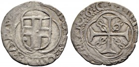 SCHWEIZ. WAADT / VAUD. Savoyische Münzstätte Cornavin. Herzog Carlo II, 1504-1553. Mezza Parpagliola o. J., Genf/Cornavin. Wappen in Dreipass. Rv. Kre...