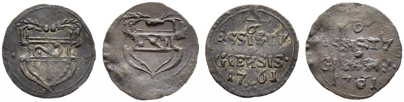 SCHWEIZ. ZUG. Lot. 1/6 Assis 1761, Zug. Zwei Varianten. Grosses geschweiftes Wap...