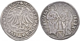 SCHWEIZ. ZÜRICH. Zürich, Stadt. Dicken 1504, Zürich. Geköpfte hl. Felix und hl. Regula, die Köpfe im Arm tragend. Unten kl. Zürcherwappen. Rv. Grosser...