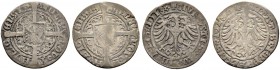 SCHWEIZ. ZÜRICH. Zürich, Stadt. Lot. Schilling 1518, Zürich. Zwei Varianten. Wappen vor einem Ankerkreuz in Bogeneinfassung. Rv. Adler nach links. Hür...