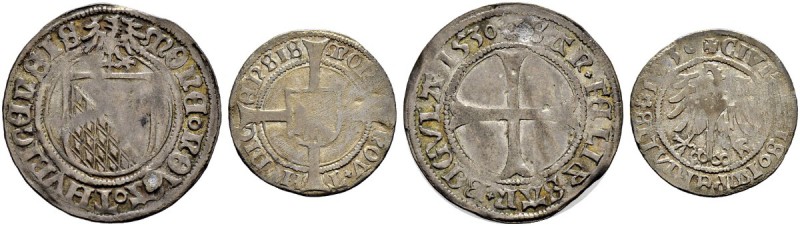 SCHWEIZ. ZÜRICH. Zürich, Stadt. Lot. Batzen 1530, Zürich & Schilling 1530. Hürli...
