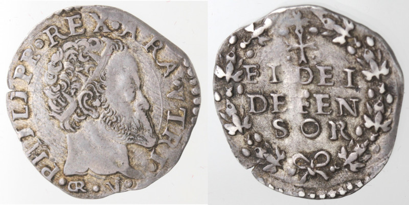 Zecche Italiane. Napoli. Filippo II. 1554-1556. Carlino. GR/VP. Ag. Mag. 74. Pes...