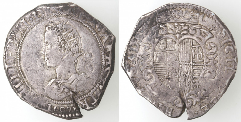 Zecche Italiane. Napoli. Filippo III. 1598-1621. Mezzo Ducato 1609. Ag. Mag. 5. ...
