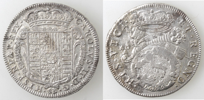 Zecche Italiane. Napoli. Carlo II. 1674-1700. Tarì 1686. Ag. Mag. 18. Peso gr. 5...